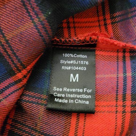 Blu Pepper Button-Down Shirt Dress in Red and Navy Blue Plaid & Matching Belt - Picture 6 of 7